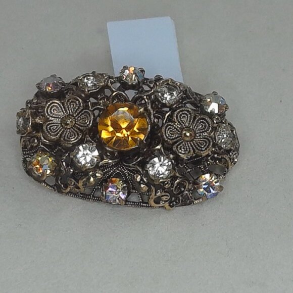 Vintage Ornate Czech Filigree Brooch - Picture 1 of 4